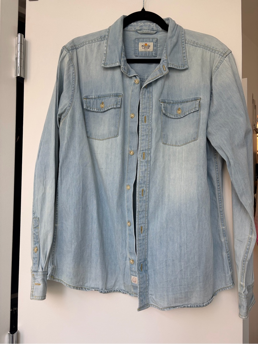 Marine Layer Pale Blue Denim Button-Down Shirt